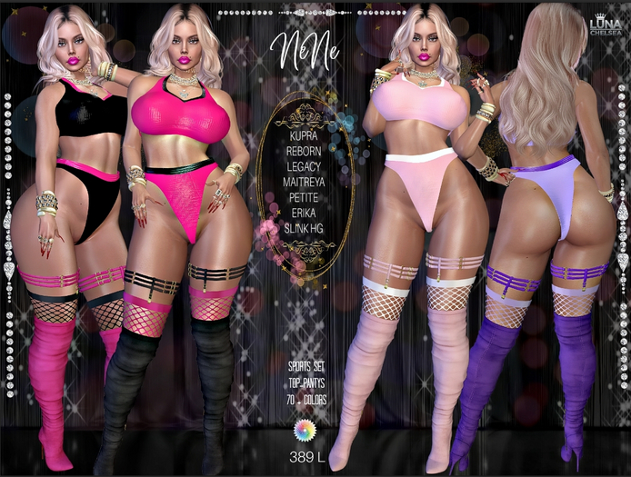Second Life Marketplace - NeNe Cotton Sport Set ,Booty Shorts & Top,70